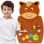 VIGA Medinė manipuliacinė lenta - Arkliukas (FSC Montessori sertifikatas)