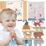 TOOKY TOY Mediniai kaladėlės dėlionė - Gyvūnai Montessori 9vnt.