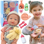 WOOPIE ROYAL kūdikio lėlė 36 cm me&scaron;kiuko kostiumėlyje, maitinimo reikmenys