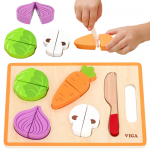 VIGA Medinė Montessori mokomoji dėlionė, Daržovės pjaustymui
