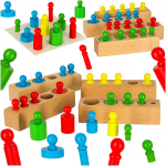 Montessori mediniai cilindriniai svarmenys spalvingi