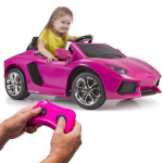 FEBER Lamborghini Aventador rožinis elektrinis automobilis 6V 3+