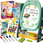 WOOPIE dvipusė magnetinė lenta pie&scaron;imui ir skaičių bei raidžių mokymuisi, 56 vnt.