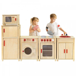 VIGA Medinis natūralus didelis virtuvės komplektas vaikams FSC