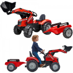 FALK Massey Ferguson raudonas pedalinis traktorius su priekaba
