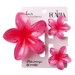 ECARLA 3-in-1 hair clip set - Flower ombre XL + 2 pcs mini hair clips SP420.