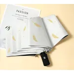 ECARLA Parasol PAR08 automatinis Auksiniai lapai, balti