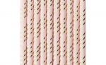 &Scaron;viesiai rožiniai popieriniai &scaron;iaudeliai su aukso linijomis (10 vnt./19,5 cm)