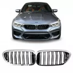 BMW G30 G31 dvigubos grotelės PRE LCI, chrome / juoda (17-20)