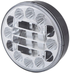 Krypties ir padėties žibintas LED, priekinis, apvalus, 10/30 V, skaidrus, tvirtinamas varžtais, &Oslash; 122 mm, 24 LED, "Hella ValueFit