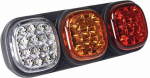 Galinis LED žibintas, stačiakampio formos, 12/24 V, baltas/gintarinis/raudonas, tvirtinamas varžtais, "Britax
