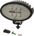Darbo &scaron;viesos diodas LED, 39W, 3600lm, ovalus, 12/24V, baltas, tvirtinamas varžtais, 160x95x118mm, Deutsch 2-pin, Wide flood, 6 LED's, SATO GO 625 i&scaron; Nordic Lights
