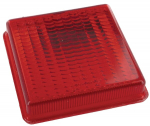 Žibinto gaubtas, raudonos spalvos, kvadratinis 103x103x22mm LH/RH/galinis Rubbolite