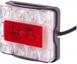Galinis LED žibintas, 21W, stačiakampis, 12/24V, skaidrus/raudonas, tvirtinamas varžtais, 8 LED, "Hella