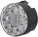 Kontrolinė LED lemputė, apvali, 12 V, skaidri, tvirtinama varžtais, &Oslash; 66 mm, AMP 2 kontaktų, 12 LED, Hella