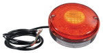 Galinis LED žibintas, apvalus, 12/24V, raudonos/gintarinės spalvos, tvirtinamas varžtais, &Oslash; 140 mm