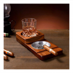 Medinė cigarų peleninė - Viskio padėklas - Cigarų laikiklis - Cigarų dėžutė