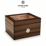 Kedro medžio cigarų dėžutė su drėkintuvu ir higrometru  - humidor - rudas - L dydis