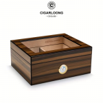 Kedro medžio cigarų dėžutė su drėkintuvu ir higrometru - humidor - rudas - M dydis