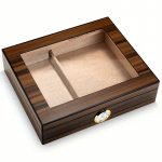 Kedro medžio cigarų dėžutė su drėkintuvu ir higrometru - humidor - rudas - S dydis
