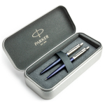 Parker Jotter Royal Blue CT ra&scaron;iklio ir pie&scaron;tukų rinkinys metalinėje dėžutėje