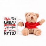 Me&scaron;kiuko ir puodelio rinkinys "Myliu labiau, nei vakar"