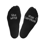 Moteri&scaron;kos kojinės su spauda ant padų &bdquo;Save water.Drink champagne&ldquo;