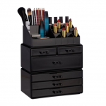 Makiažo organizatorius su stalčiais 29x23,5x14cm., juodos spalvos