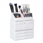 Makiažo organizatorius su stalčiais 29x23,5x14cm., baltos spalvos