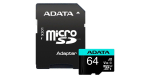 MicroSDXC atminties kortelė ADATA Premier Pro UHS-I U3 V30S, 64 GB