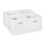 Rinkinys i&scaron; 4 sulankstomų dėžių 30x30x30cm., baltos/sidabrinės spalvos