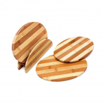Rinkinys i&scaron; 4 pjaustymo lentelių ir stovu 0,5x25x18cm., &scaron;viesiai rudos spalvos