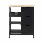 Virtuvės vežimėlis 67x37x84,5cm., juodos/&scaron;viesiai rudos spalvos FKW79-SCH