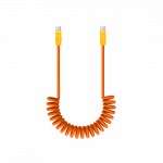 Kabelis - Newell USB-C į USB-C 100W 1.5m Silikoninė Spiralė Oranžinė-Geltona