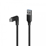USB Laidas - LINDY USB 3.2 Type A į C Laidas, M/M, 10Gbps, 90&deg; De&scaron;inysis Kampas, 1 m, Juodas