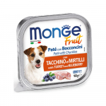 Monge Fruit konservai su kalakutiena ir mėlynėmis &scaron;unims, 100 g