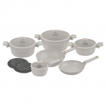 Klausberg KB-7969 12 dalių puodų rinkinys su wok keptuve, smėlio spalvos