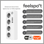 I&scaron;manusis keturvietis ilgintuvas su USB jungtimis Feelspot FS-ST03WE WiFi, Tuya