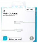 USB-C Lightning laidas DELTACO, 1 m, baltas / IPLH-451-1 / 1903215