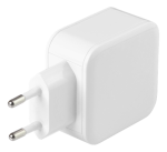 DELTACO USB sieninis įkroviklis, 2x USB-A 2,4 A, i&scaron; viso 24 W, baltas USB-AC175