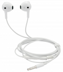 E130 pusiau į ausis įdedamos ausinės STREETZ, atsiliepimo mygtukas, 3.5mm, mokrofonas, baltos / E130-WHT / 6612089