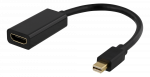Adapteris DELTACO HDMI - miniDisplayPort, 4K UHD 60Hz, 0.2m, juodas / DP-HDMI45 / R00110024