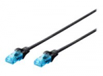 CAT 5e U-UTP | Patch cord | PVC AWG 26/7 | Boots with kink protection, strain relief and latch protection | Black | 1 m | Modula