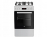 Beko FSE52321DWD viryklė, 50cm, dujinė kaitlentė, elektrinė orkaitė, 55l, A klasė, balta