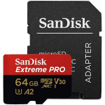 SANDISK Extreme PRO microSDXC 64GB + SD Adapter + 2 years RescuePRO Deluxe up to 200MB/s & 90MB/s Read/Write speeds A2 C10 V30 U