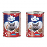 PREVITAL Beef with liver in gravy - wet cat food - 2x415g