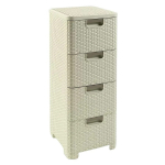 CURVER Rattan 209907 Storage Unit with 4 14 L Drawers, Cream