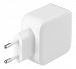DELTACO USB sieninis įkroviklis, 2x USB-A 2,4 A, i&scaron; viso 24 W, baltas USB-AC175