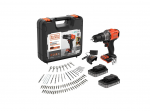 BLACK & DECKER 18V Impact Drill (with 2 x 18V 2.0Ah batteries with charge status indicator, 1A charger and 80 accessories) | BCD