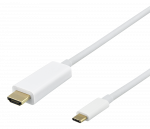 USB-C - HDMI kabelis DELTACO 4K UHD, paauksuotos jungtys, 2m, baltas / USBC-HDMI1021-K / R00140022